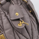 Miu Miu Matelasse Hand Bag Leather 2way Gray Gold Auth 213378M-18