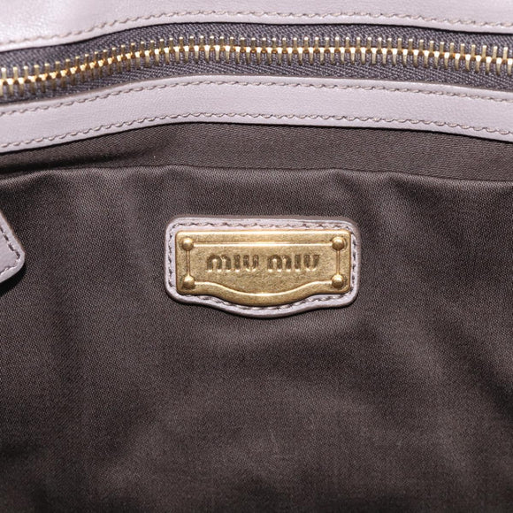 Miu Miu Matelasse Hand Bag Leather 2way Gray Gold Auth 213378M