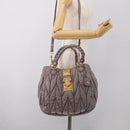 Miu Miu Matelasse Hand Bag Leather 2way Gray Gold Auth 213378M-29