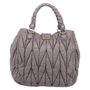 Miu Miu Matelasse Hand Bag Leather 2way Gray Gold Auth 213378M-3