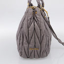 Miu Miu Matelasse Hand Bag Leather 2way Gray Gold Auth 213378M-4
