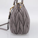 Miu Miu Matelasse Hand Bag Leather 2way Gray Gold Auth 213378M-5