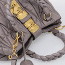 Miu Miu Matelasse Hand Bag Leather 2way Gray Gold Auth 213378M-6