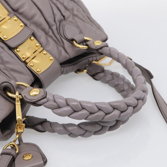 Miu Miu Matelasse Hand Bag Leather 2way Gray Gold Auth 213378M