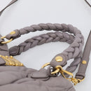 Miu Miu Matelasse Hand Bag Leather 2way Gray Gold Auth 213378M-8