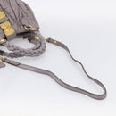 Miu Miu Matelasse Hand Bag Leather 2way Gray Gold Auth 213378M-9