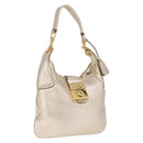 Miu Miu Shoulder Bag Leather Gold Auth 213385M-1