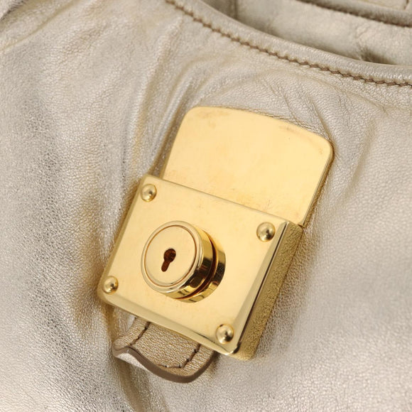 Miu Miu Shoulder Bag Leather Gold Auth 213385M