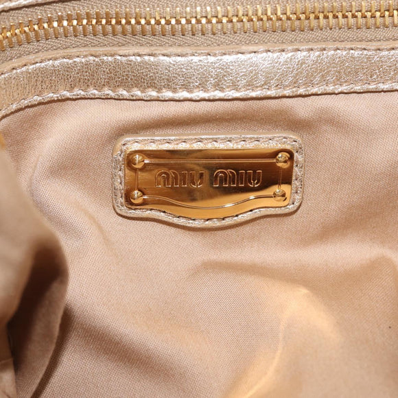 Miu Miu Shoulder Bag Leather Gold Auth 213385M