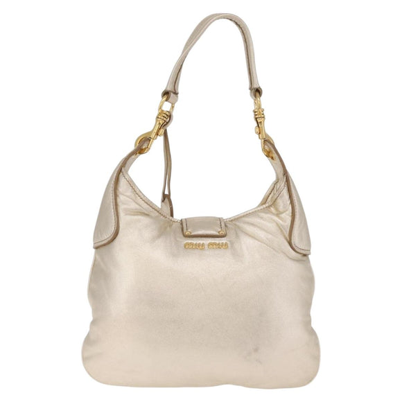 Miu Miu Shoulder Bag Leather Gold Auth 213385M