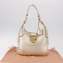 Miu Miu Shoulder Bag Leather Gold Auth 213385M-33