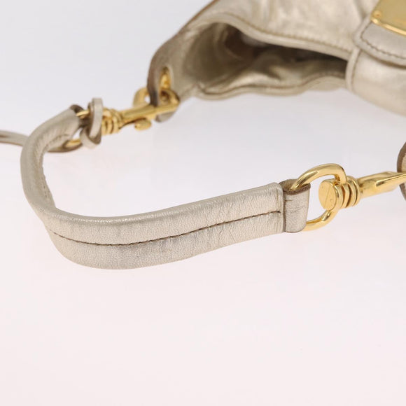 Miu Miu Shoulder Bag Leather Gold Auth 213385M
