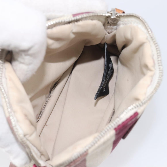 HERMES Bolide Pouch Canvas Beige Silver Auth 213387