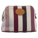 HERMES Bolide Pouch Canvas Beige Silver Auth 213387-2