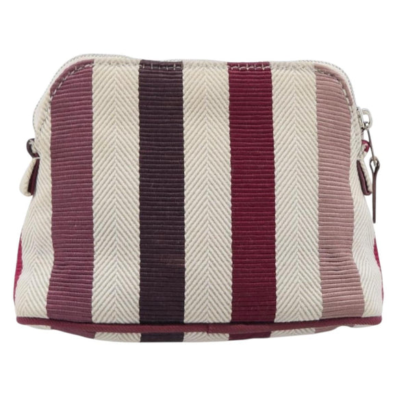 HERMES Bolide Pouch Canvas Beige Silver Auth 213387