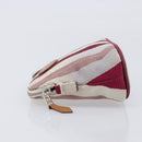 HERMES Bolide Pouch Canvas Beige Silver Auth 213387-5