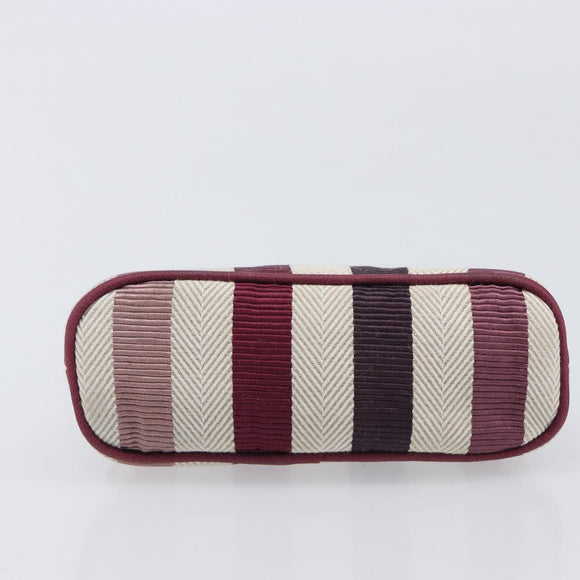 HERMES Bolide Pouch Canvas Beige Silver Auth 213387