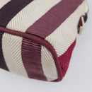 HERMES Bolide Pouch Canvas Beige Silver Auth 213387-8