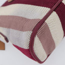 HERMES Bolide Pouch Canvas Beige Silver Auth 213387-9