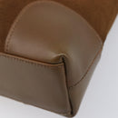 GUCCI Web Sherry Line Shoulder Bag Suede Brown Silver 33900 Auth 213394V-11