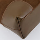GUCCI Web Sherry Line Shoulder Bag Suede Brown Silver 33900 Auth 213394V-12