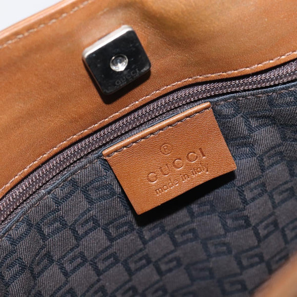 GUCCI Web Sherry Line Shoulder Bag Suede Brown Silver 33900 Auth 213394V