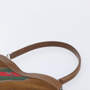 GUCCI Web Sherry Line Shoulder Bag Suede Brown Silver 33900 Auth 213394V-9