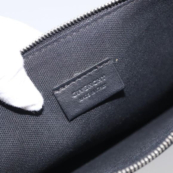 GIVENCHY Clutch Bag Leather Black Silver Auth 213409
