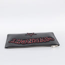 GIVENCHY Clutch Bag Leather Black Silver Auth 213409-6