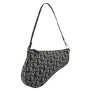 Christian Dior Trotter Canvas saddle Accessory Pouch Navy Silver Auth 213411-1