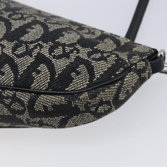 Christian Dior Trotter Canvas saddle Accessory Pouch Navy Silver Auth 213411