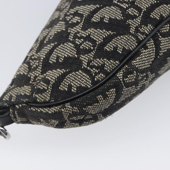 Christian Dior Trotter Canvas saddle Accessory Pouch Navy Silver Auth 213411