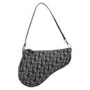 Christian Dior Trotter Canvas saddle Accessory Pouch Navy Silver Auth 213411-2
