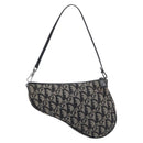 Christian Dior Trotter Canvas saddle Accessory Pouch Navy Silver Auth 213411-3