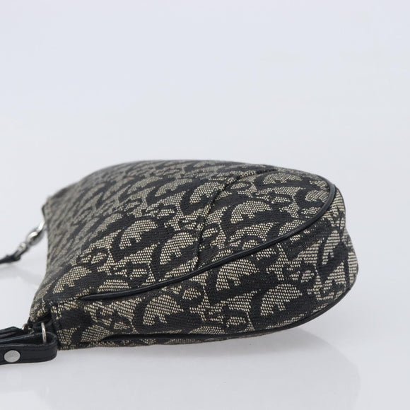 Christian Dior Trotter Canvas saddle Accessory Pouch Navy Silver Auth 213411
