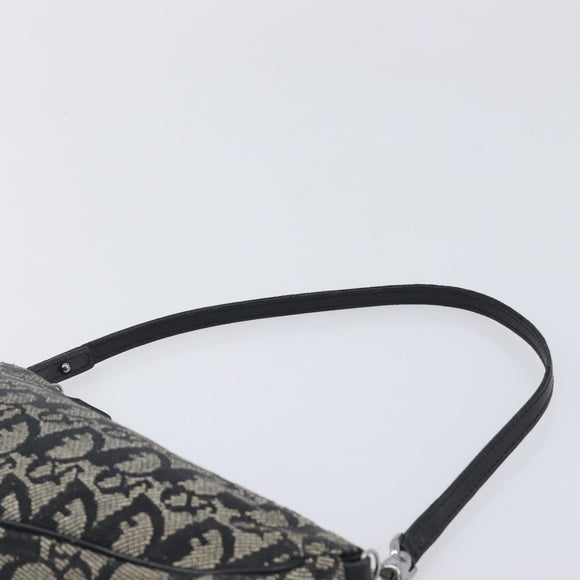Christian Dior Trotter Canvas saddle Accessory Pouch Navy Silver Auth 213411