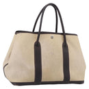 HERMES Garden Party Hand Bag Canvas Beige Silver Auth 213429-1
