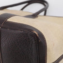 HERMES Garden Party Hand Bag Canvas Beige Silver Auth 213429-12