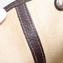 HERMES Garden Party Hand Bag Canvas Beige Silver Auth 213429-17