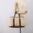 HERMES Garden Party Hand Bag Canvas Beige Silver Auth 213429-18