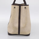 HERMES Garden Party Hand Bag Canvas Beige Silver Auth 213429-4