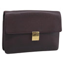 LOUIS VUITTON Taiga Leather Selenga Clutch Bag Acajou M30786 LV Auth 213434A-1