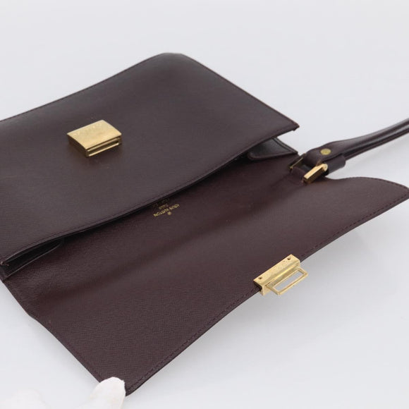 LOUIS VUITTON Taiga Leather Selenga Clutch Bag Acajou M30786 LV Auth 213434A