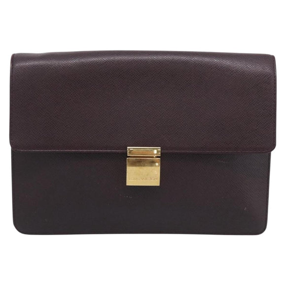 LOUIS VUITTON Taiga Leather Selenga Clutch Bag Acajou M30786 LV Auth 213434A