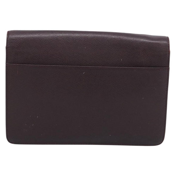 LOUIS VUITTON Taiga Leather Selenga Clutch Bag Acajou M30786 LV Auth 213434A
