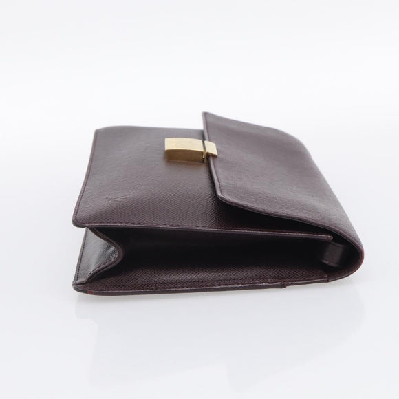 LOUIS VUITTON Taiga Leather Selenga Clutch Bag Acajou M30786 LV Auth 213434A
