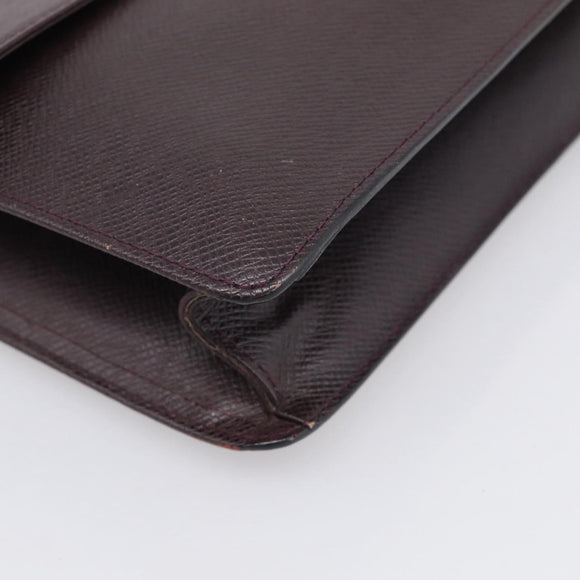 LOUIS VUITTON Taiga Leather Selenga Clutch Bag Acajou M30786 LV Auth 213434A