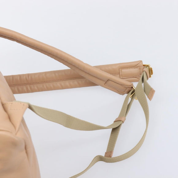 BURBERRY Backpack Leather Beige Gold Auth 213435A