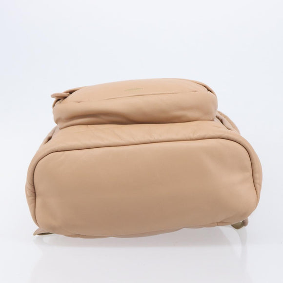 BURBERRY Backpack Leather Beige Gold Auth 213435A