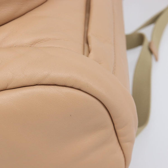 BURBERRY Backpack Leather Beige Gold Auth 213435A